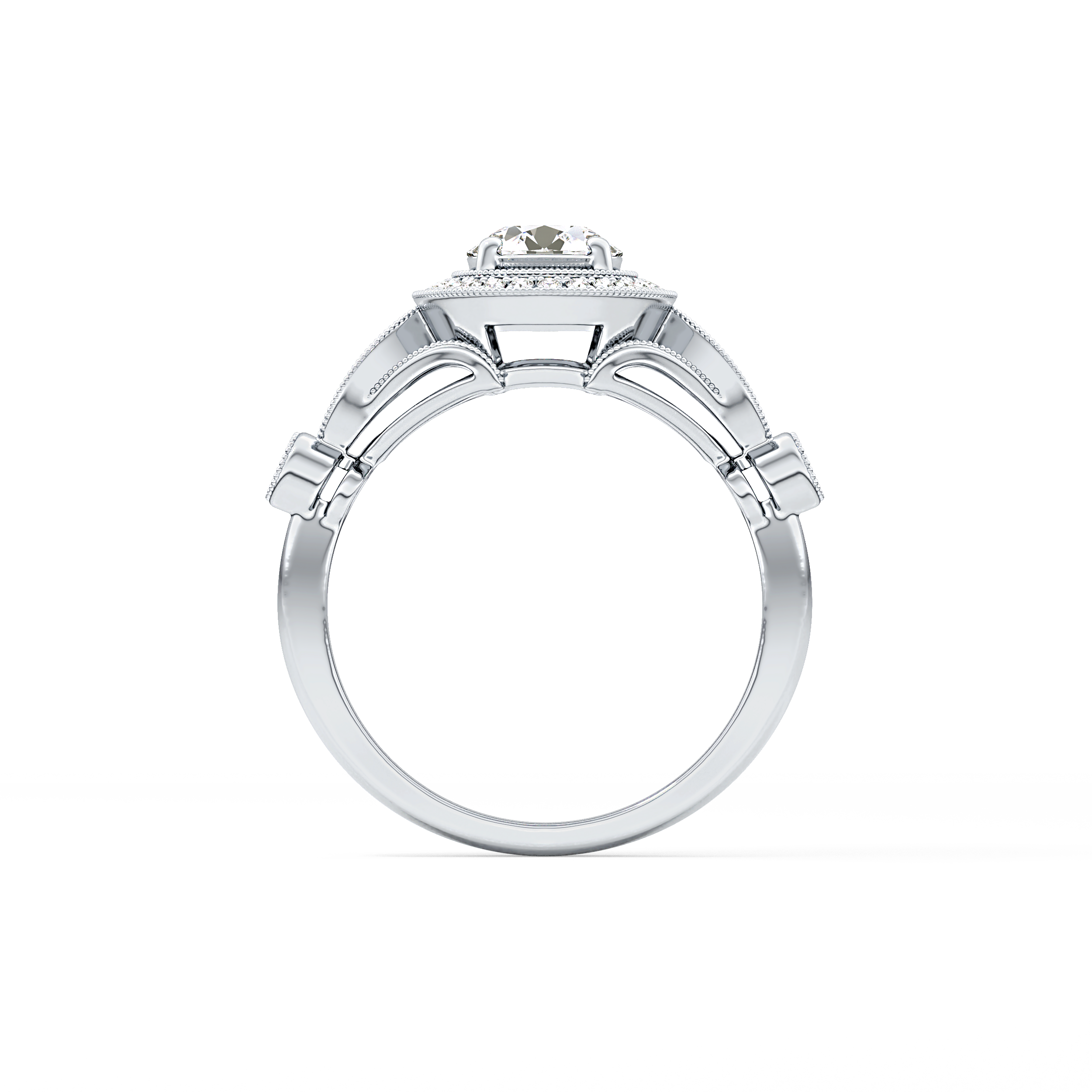 Round Halo & Pave Lab Grown Diamond Engagement Ring