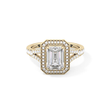 Emerald Halo & Split Shank Pave Lab Grown Diamond Engagement Ring