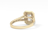Emerald Halo & Split Shank Pave Lab Grown Diamond Engagement Ring