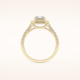 1.41 CT Emerald Shaped Halo & Pave Moissanite Engagement Ring