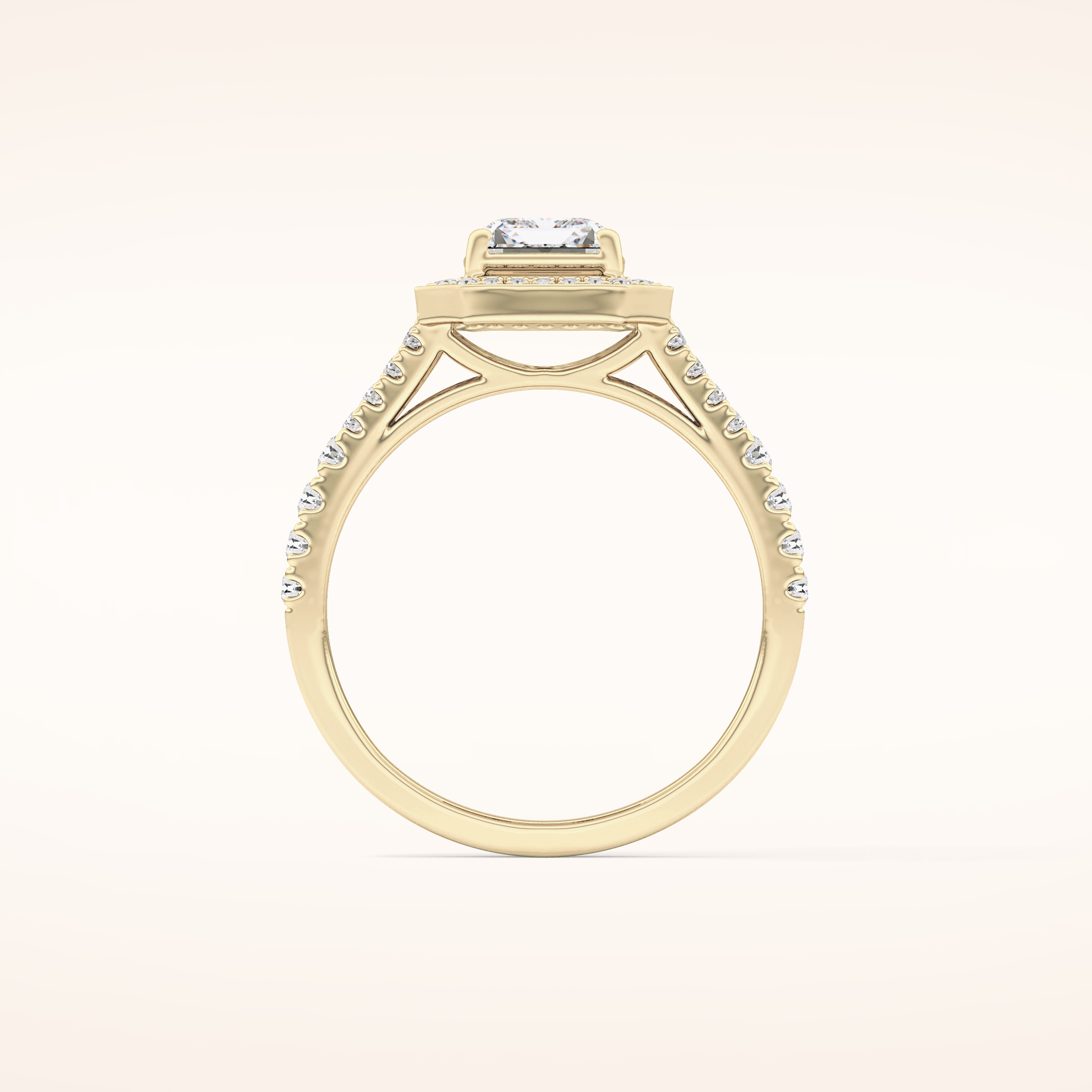 1.41 CT Emerald Shaped Halo & Pave Moissanite Engagement Ring