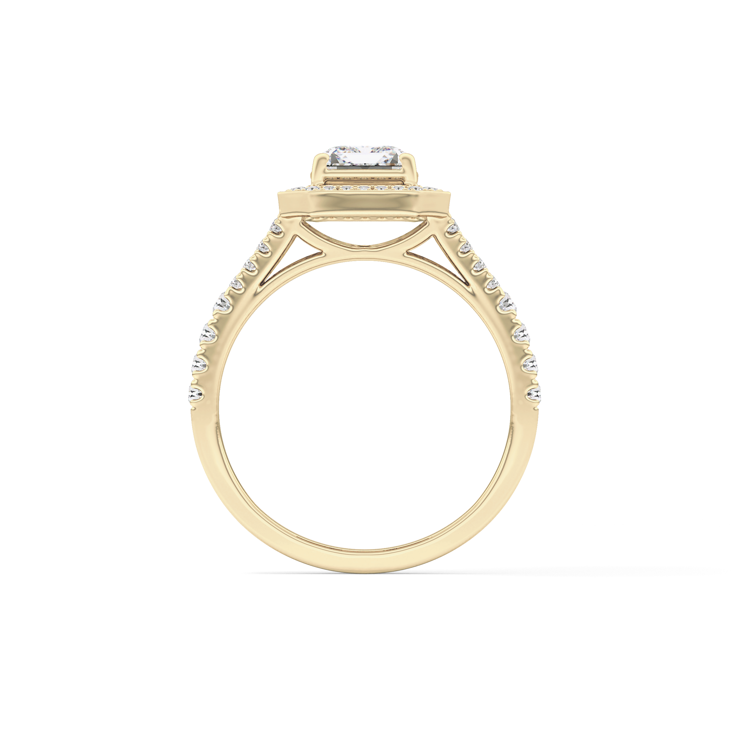 Emerald Halo & Split Shank Pave Lab Grown Diamond Engagement Ring