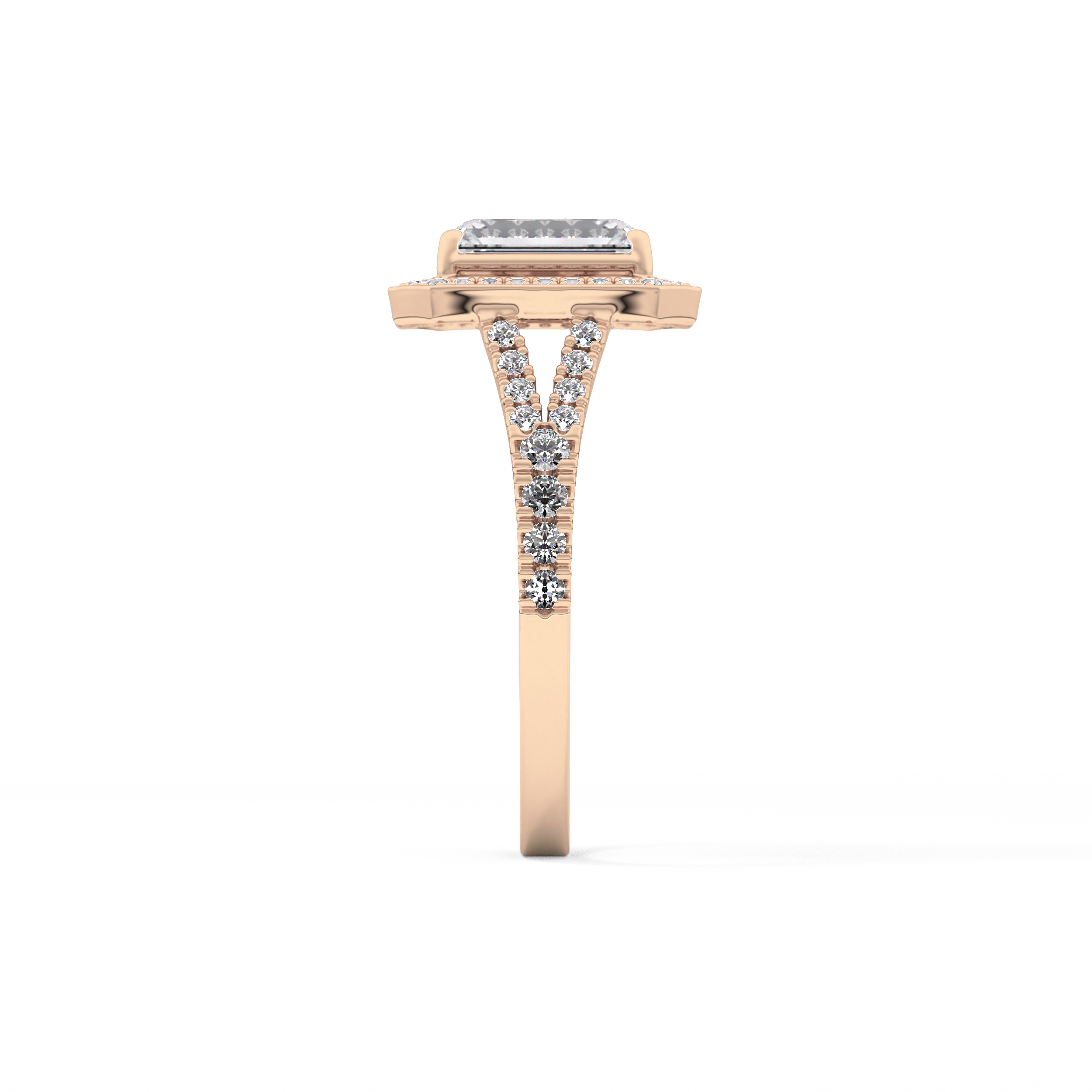 Emerald Halo & Split Shank Pave Lab Grown Diamond Engagement Ring