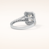 1.41 CT Emerald Shaped Halo & Pave Moissanite Engagement Ring