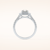 1.41 CT Emerald Shaped Halo & Pave Moissanite Engagement Ring