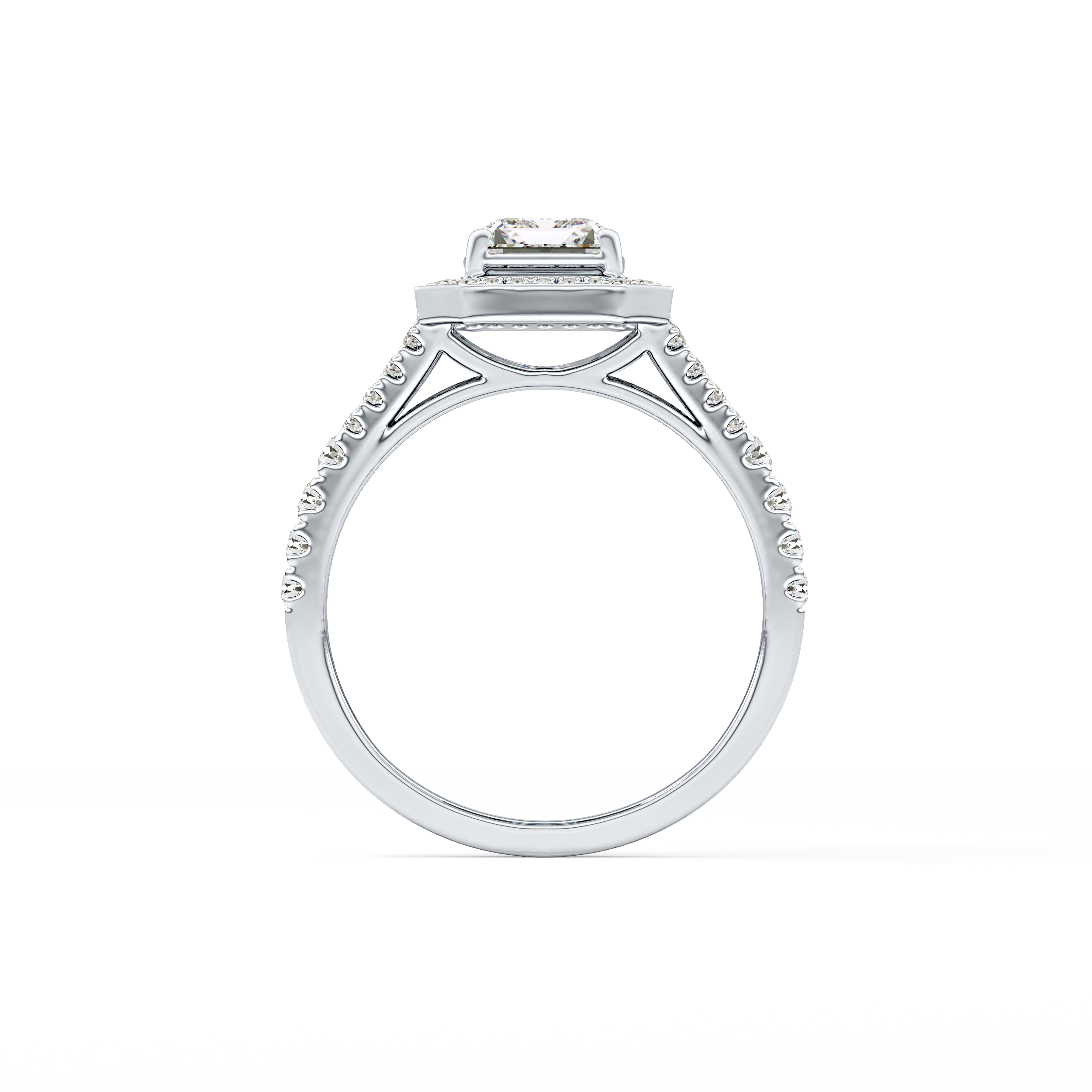 Emerald Halo & Split Shank Pave Lab Grown Diamond Engagement Ring