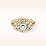 0.67 CT Round Shaped Halo & Pave Moissanite Engagement Ring