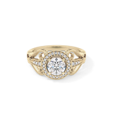Round Halo & Vintage Art Deco Lab Grown Diamond Engagement Ring
