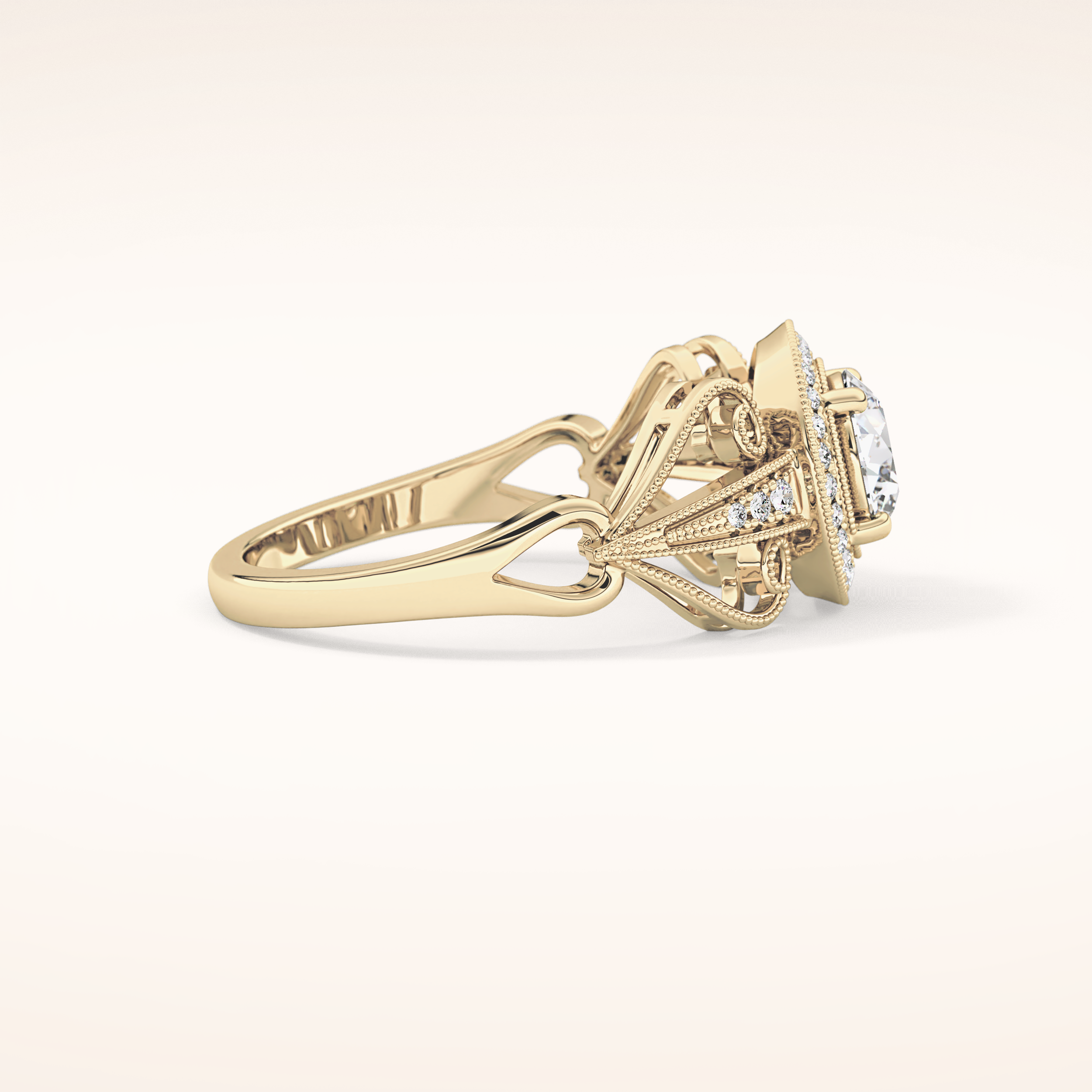 0.67 CT Round Shaped Halo & Pave Moissanite Engagement Ring