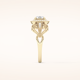 0.67 CT Round Shaped Halo & Pave Moissanite Engagement Ring