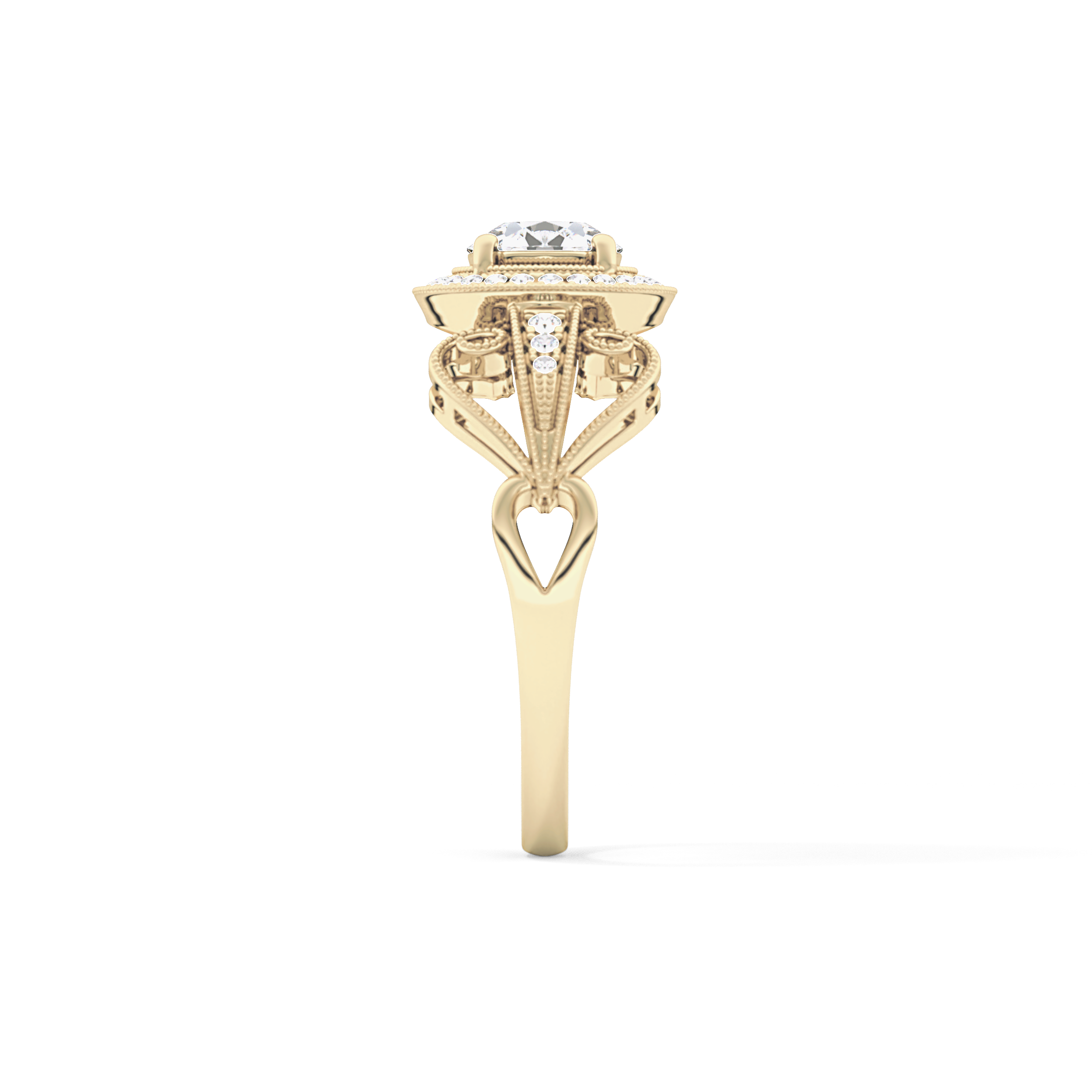 Round Halo & Vintage Art Deco Lab Grown Diamond Engagement Ring