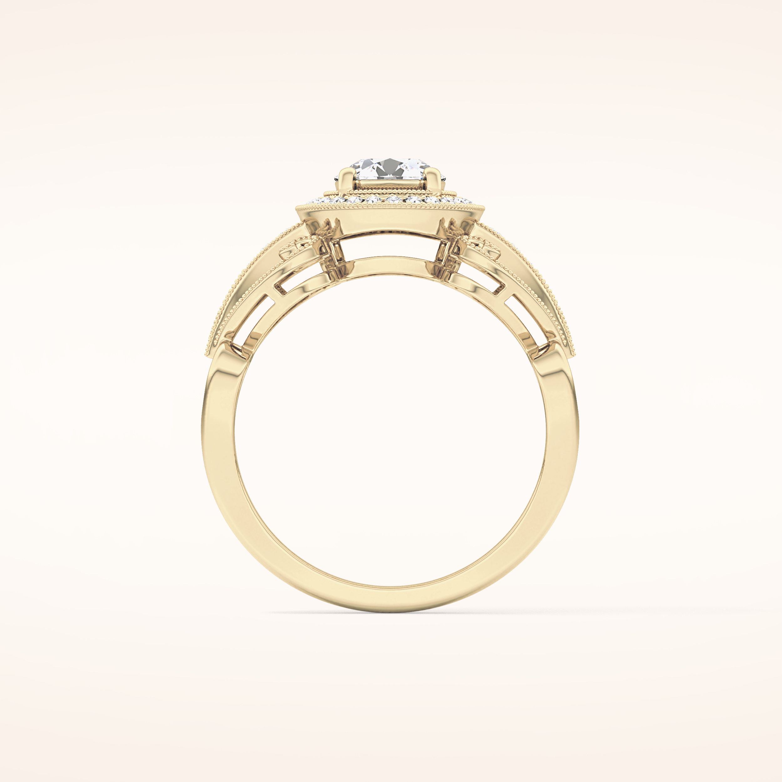 0.67 CT Round Shaped Halo & Pave Moissanite Engagement Ring
