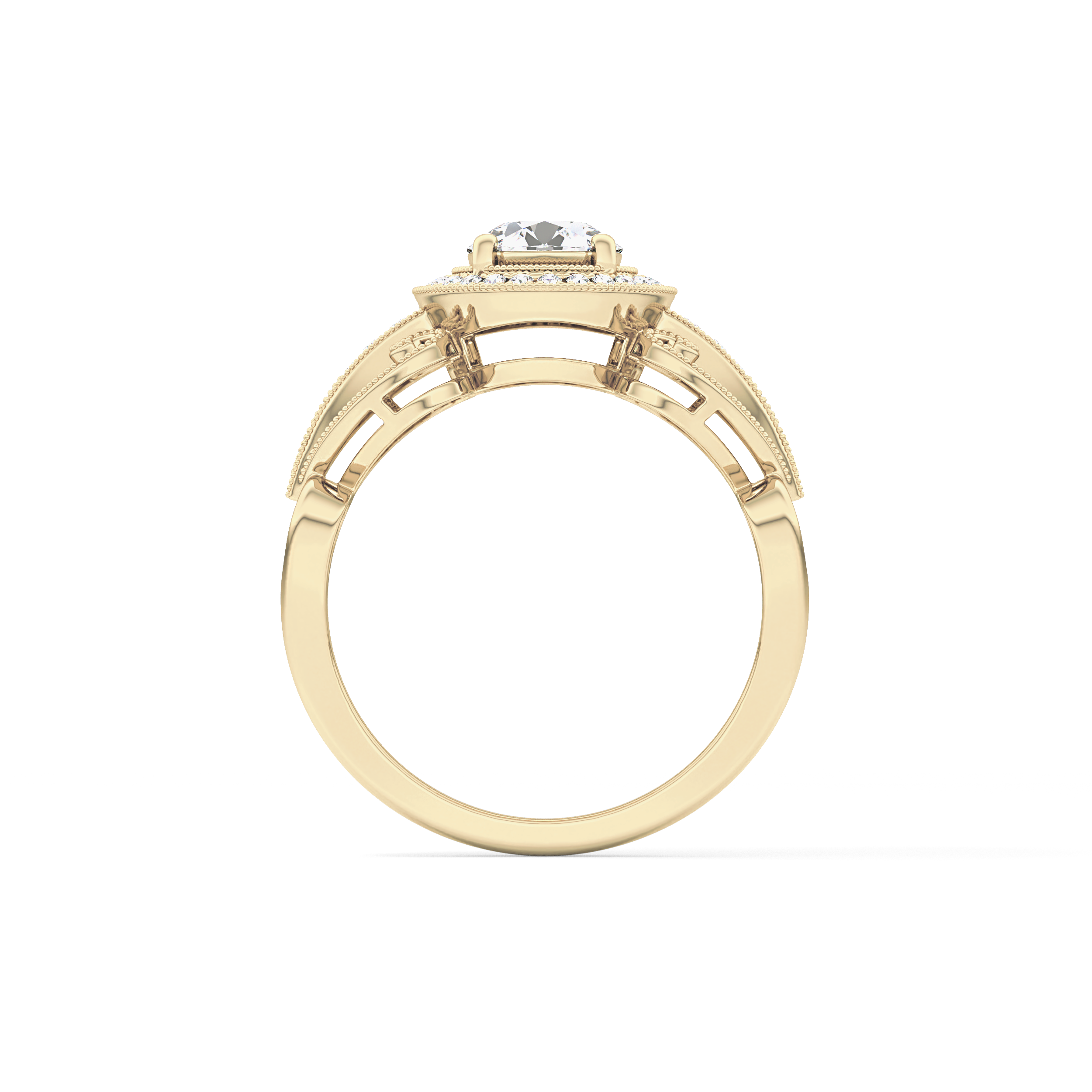 Round Halo & Vintage Art Deco Lab Grown Diamond Engagement Ring