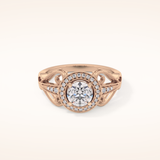 0.67 CT Round Shaped Halo & Pave Moissanite Engagement Ring