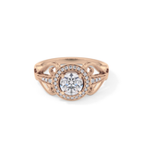 Round Halo & Vintage Art Deco Lab Grown Diamond Engagement Ring