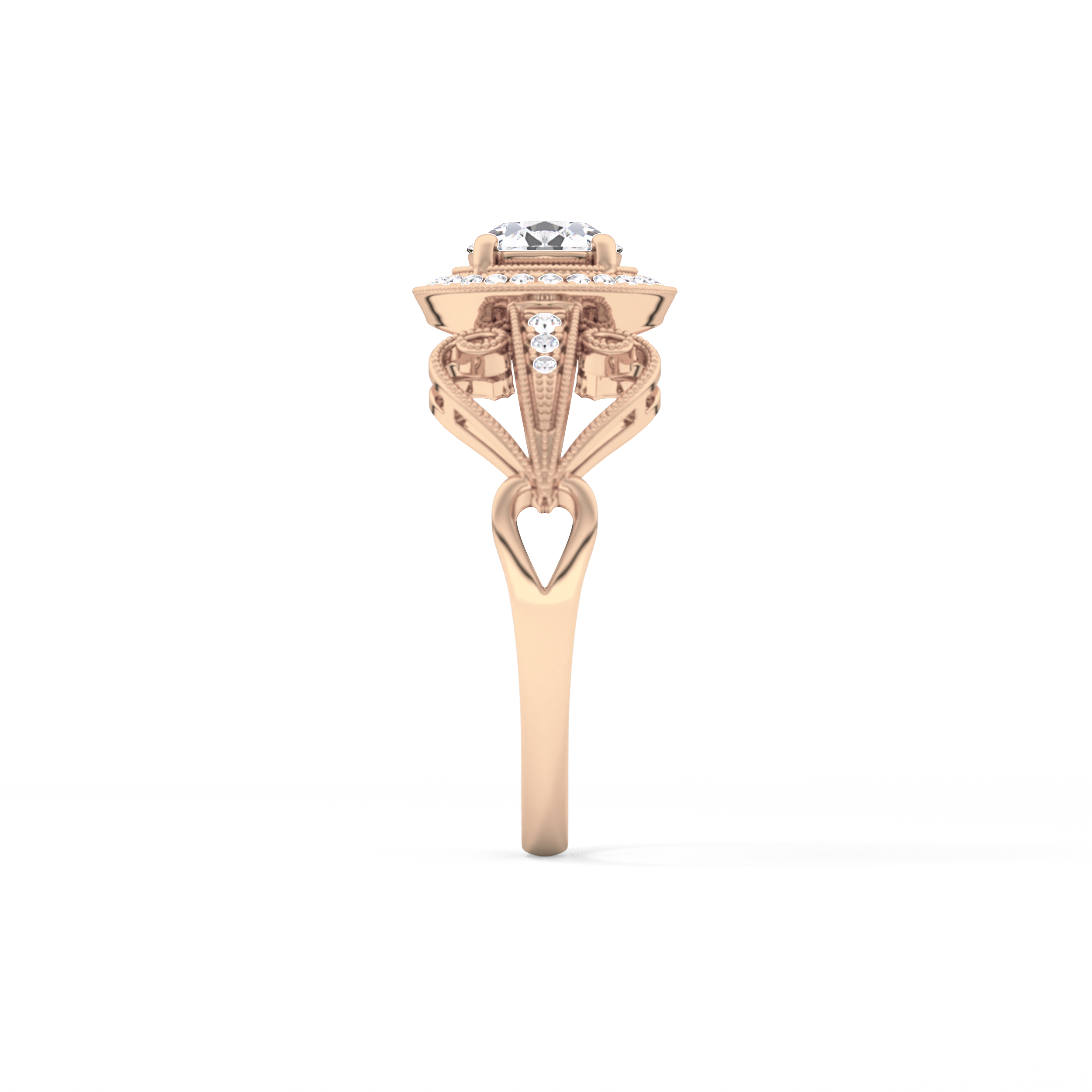 Round Halo & Vintage Art Deco Lab Grown Diamond Engagement Ring