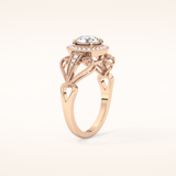 0.67 CT Round Shaped Halo & Pave Moissanite Engagement Ring