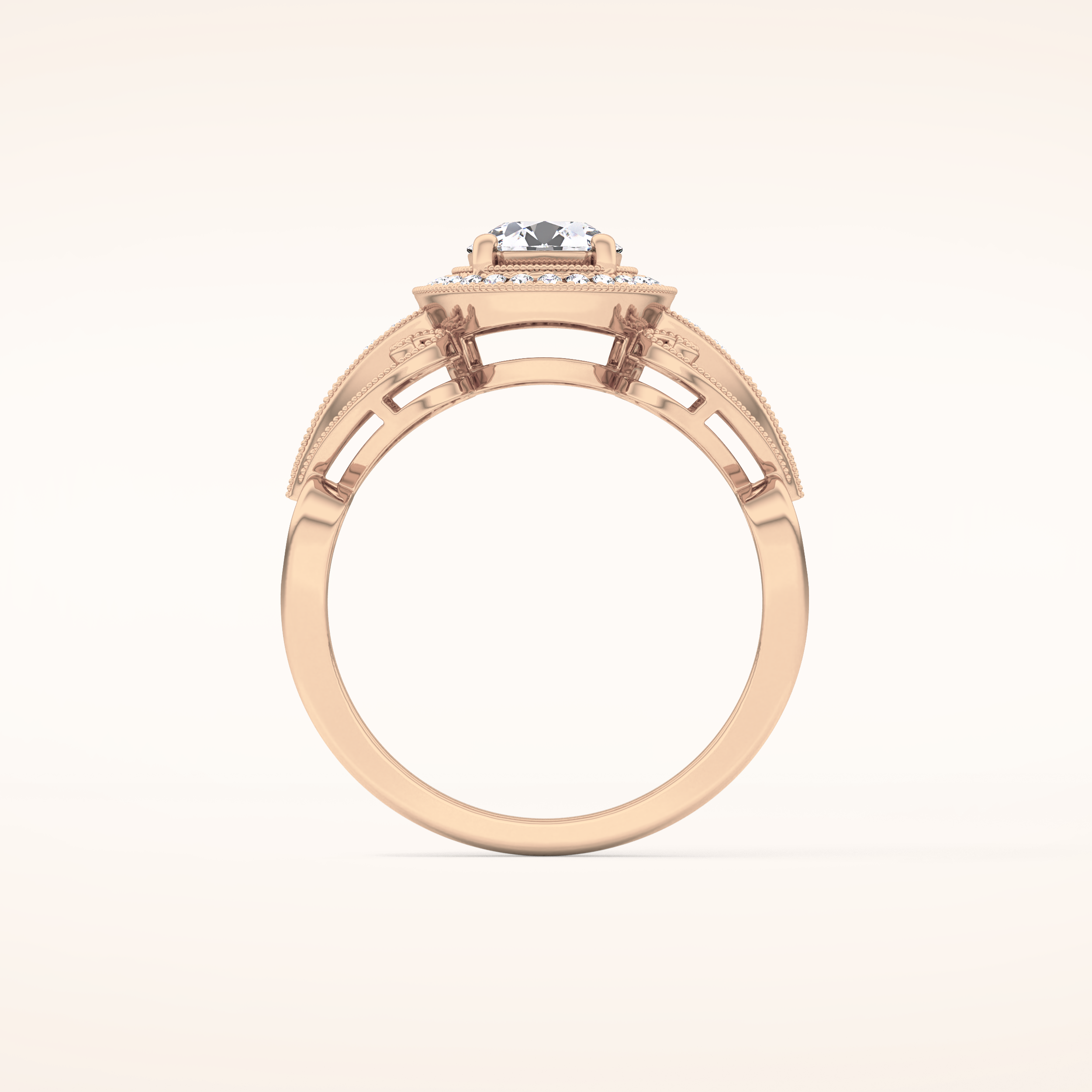 0.67 CT Round Shaped Halo & Pave Moissanite Engagement Ring