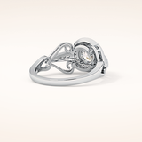 0.67 CT Round Shaped Halo & Pave Moissanite Engagement Ring