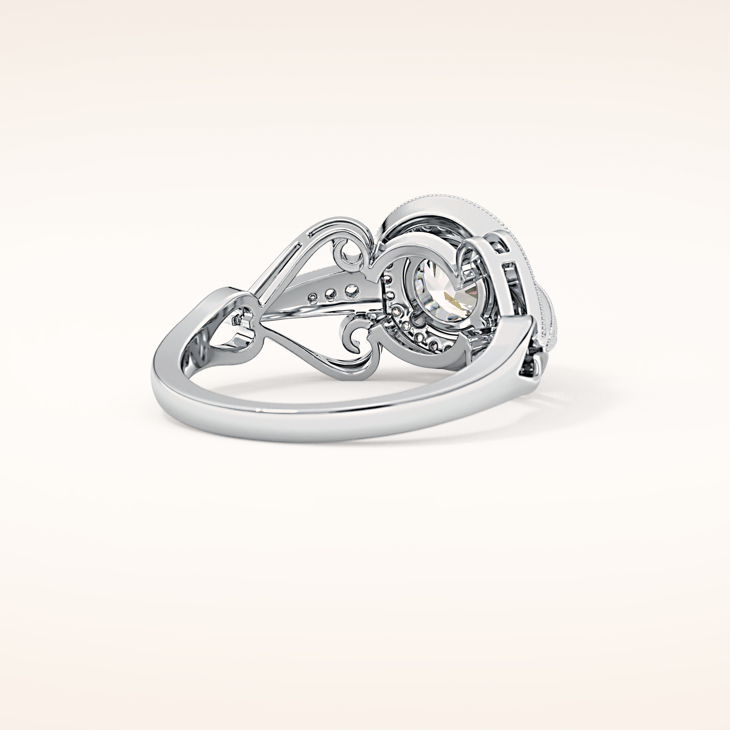 0.67 CT Round Shaped Halo & Pave Moissanite Engagement Ring
