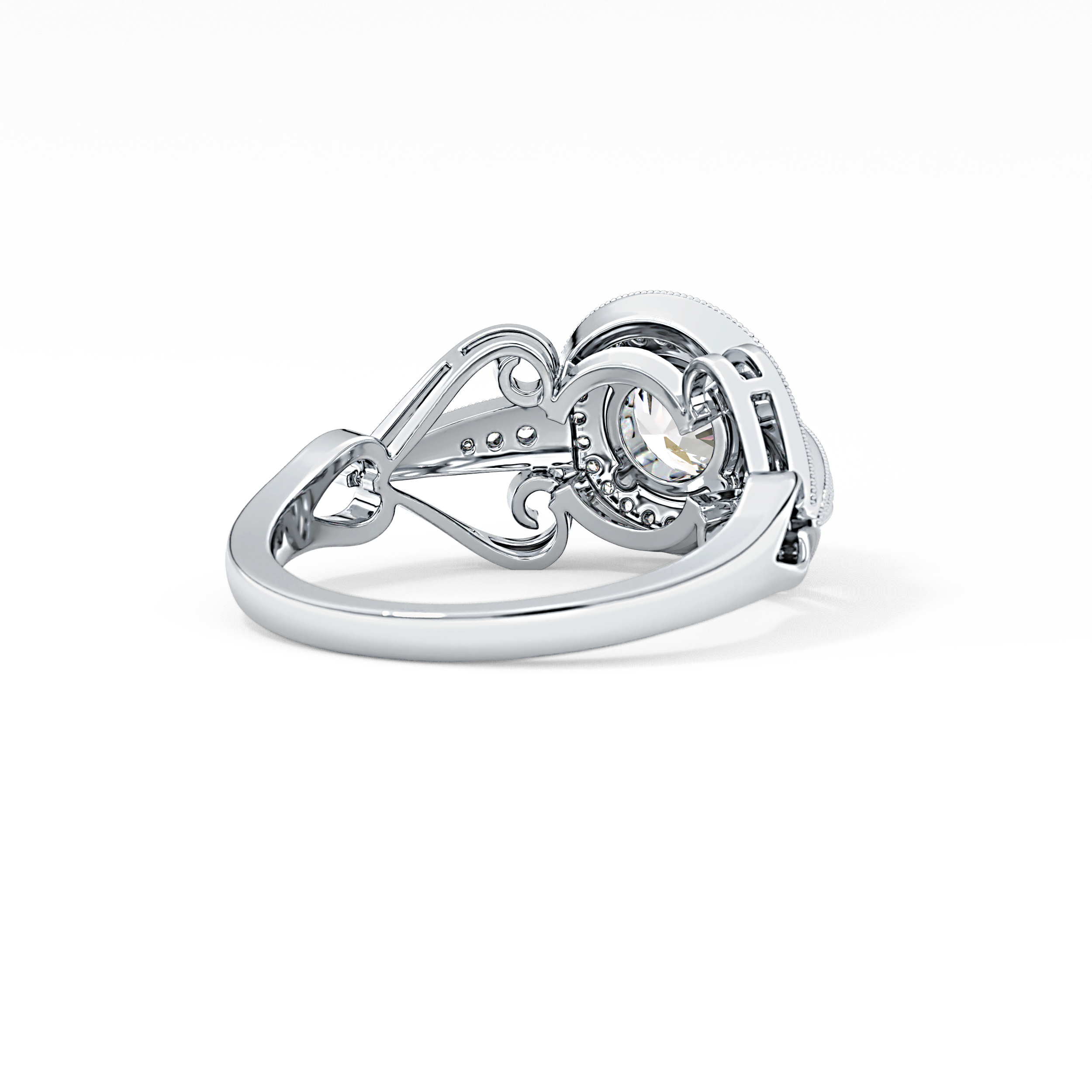 Round Halo & Vintage Art Deco Lab Grown Diamond Engagement Ring