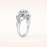 0.67 CT Round Shaped Halo & Pave Moissanite Engagement Ring