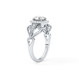 Round Halo & Vintage Art Deco Lab Grown Diamond Engagement Ring
