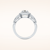 0.67 CT Round Shaped Halo & Pave Moissanite Engagement Ring