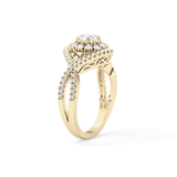 Round Halo & Criss Cross Pave Lab Grown Diamond Engagement Ring
