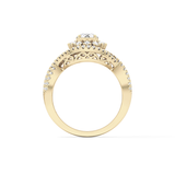 Round Halo & Criss Cross Pave Lab Grown Diamond Engagement Ring