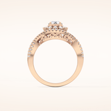 0.45 CT Round Shaped Halo & Criss-Cross Pave Moissanite Engagement Ring