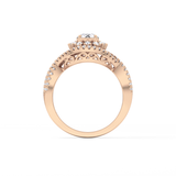 Round Halo & Criss Cross Pave Lab Grown Diamond Engagement Ring