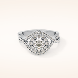 0.45 CT Round Shaped Halo & Criss-Cross Pave Moissanite Engagement Ring