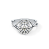 Round Halo & Criss Cross Pave Lab Grown Diamond Engagement Ring