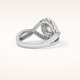 0.45 CT Round Shaped Halo & Criss-Cross Pave Moissanite Engagement Ring