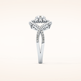 0.45 CT Round Shaped Halo & Criss-Cross Pave Moissanite Engagement Ring