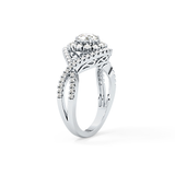 Round Halo & Criss Cross Pave Lab Grown Diamond Engagement Ring