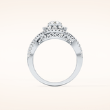 0.45 CT Round Shaped Halo & Criss-Cross Pave Moissanite Engagement Ring