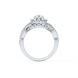Round Halo & Criss Cross Pave Lab Grown Diamond Engagement Ring