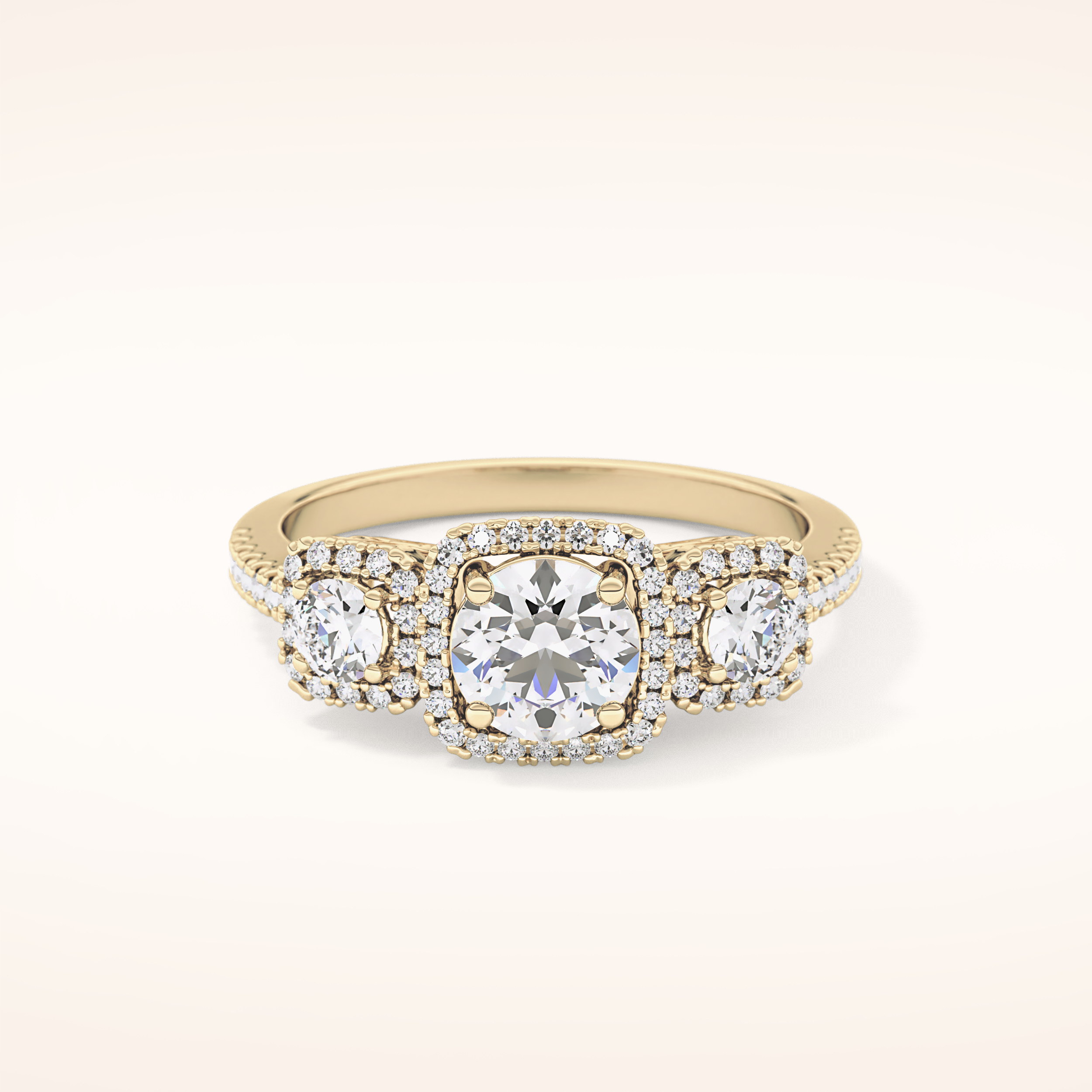 0.79 CT Round Shaped Cluster Moissanite Engagement Ring