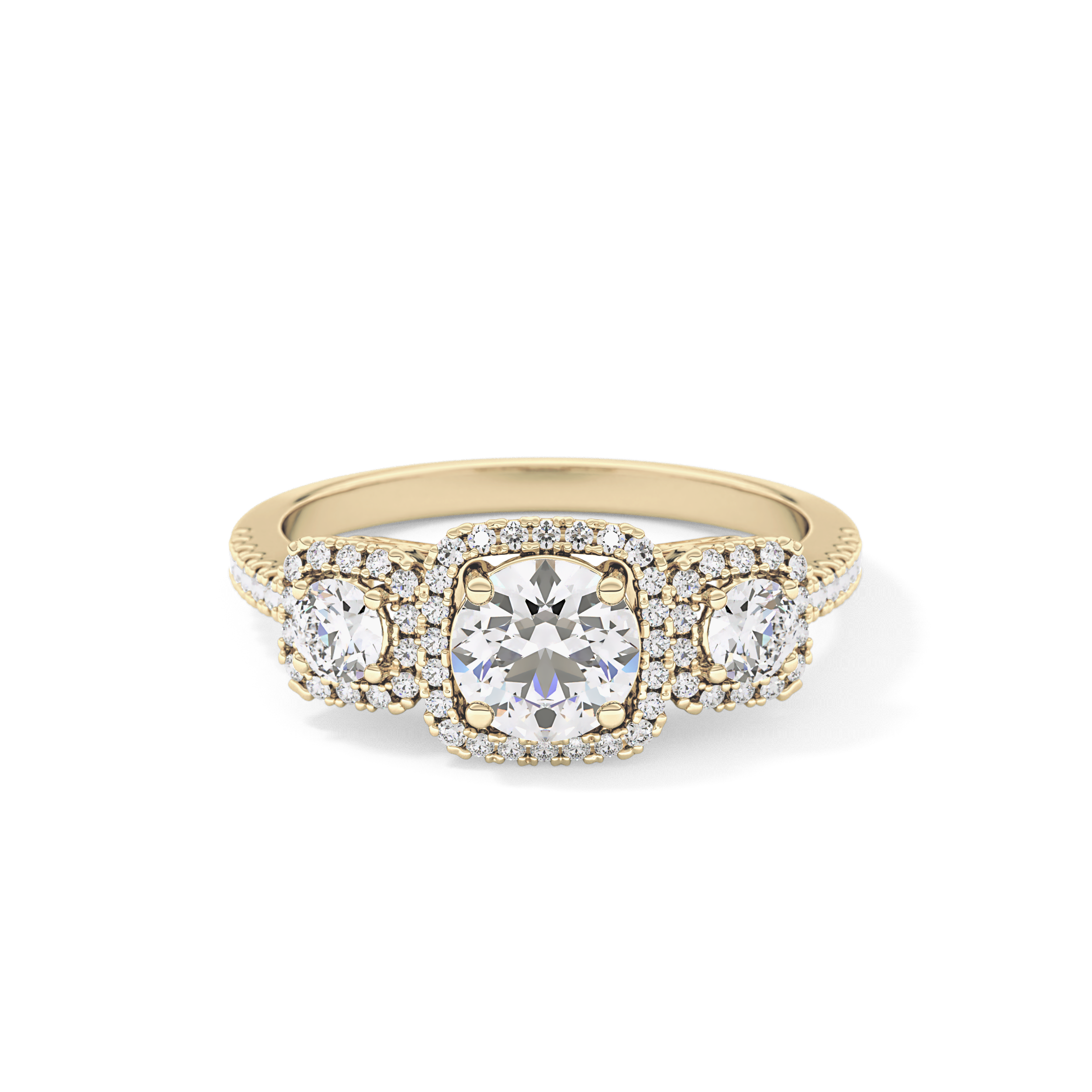 Round Cluster Lab Grown Diamond Engagement Ring