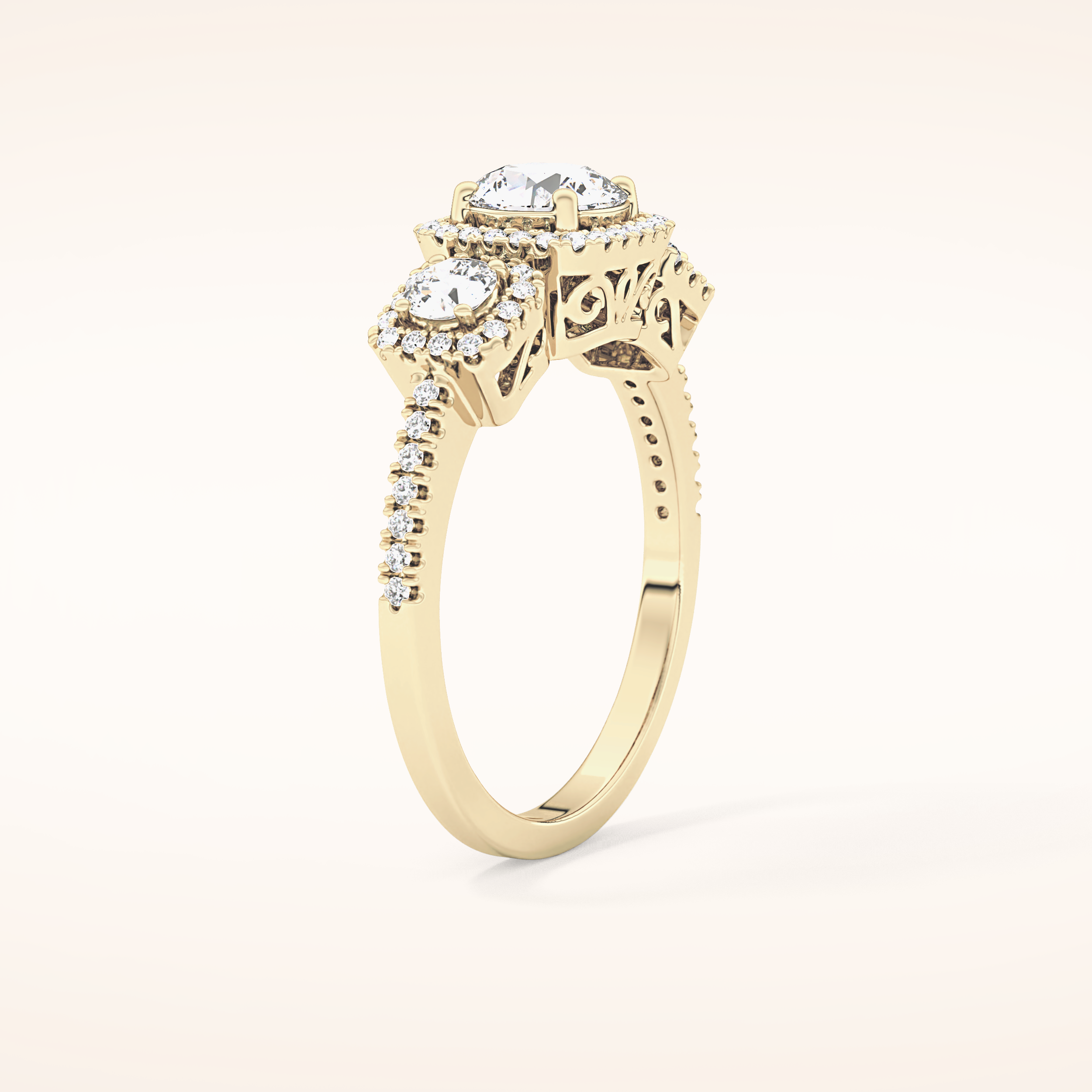 0.79 CT Round Shaped Cluster Moissanite Engagement Ring