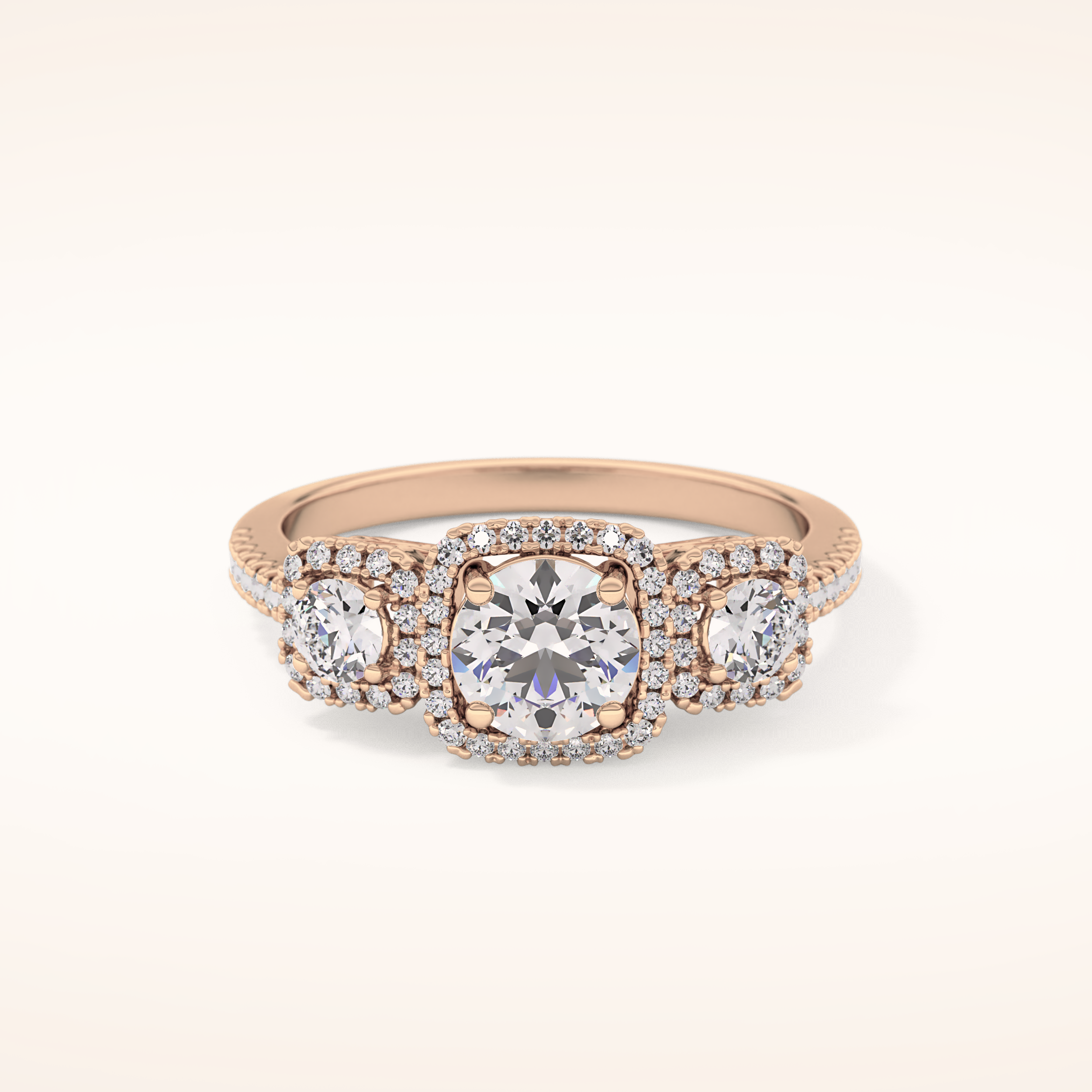 0.79 CT Round Shaped Cluster Moissanite Engagement Ring
