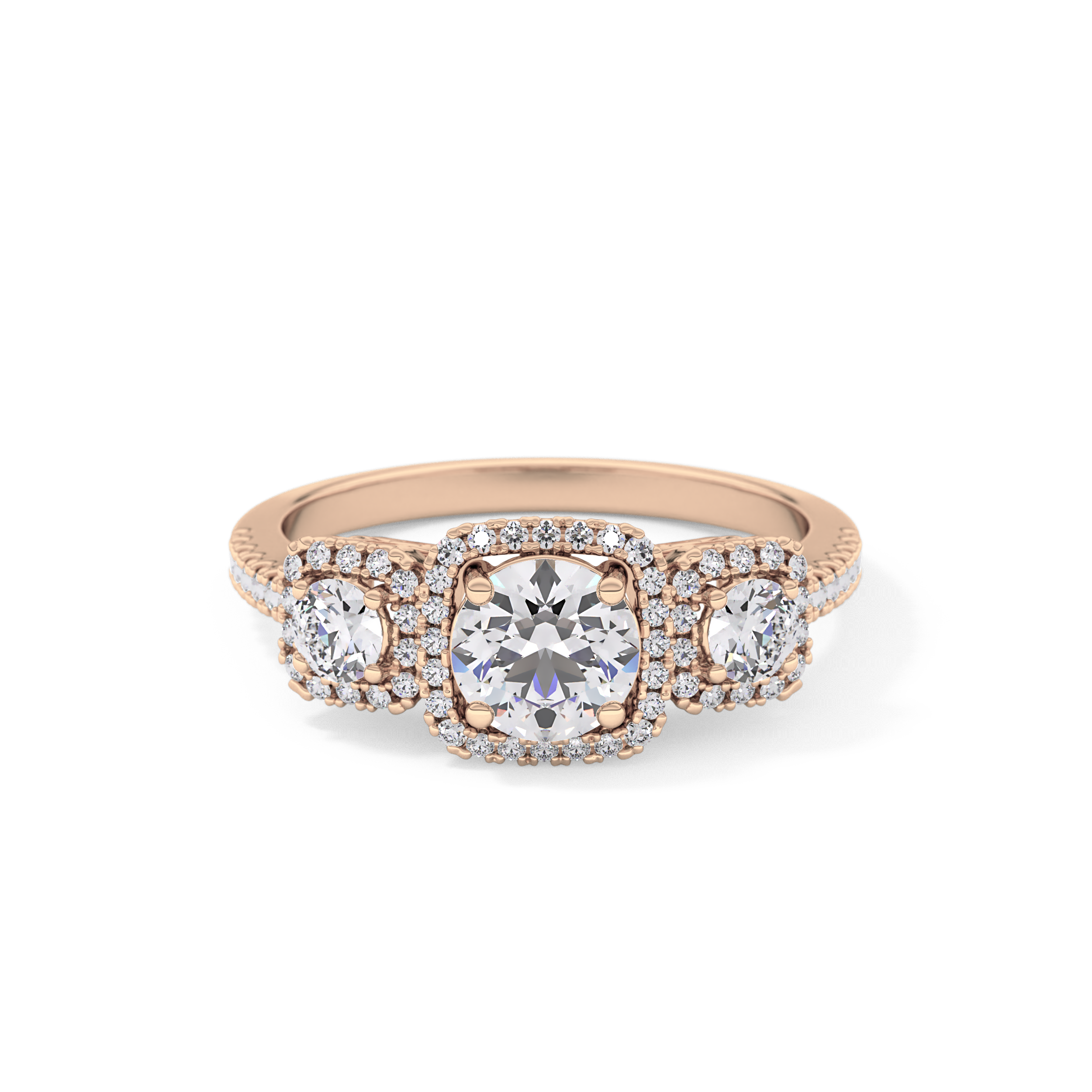 Round Cluster Lab Grown Diamond Engagement Ring