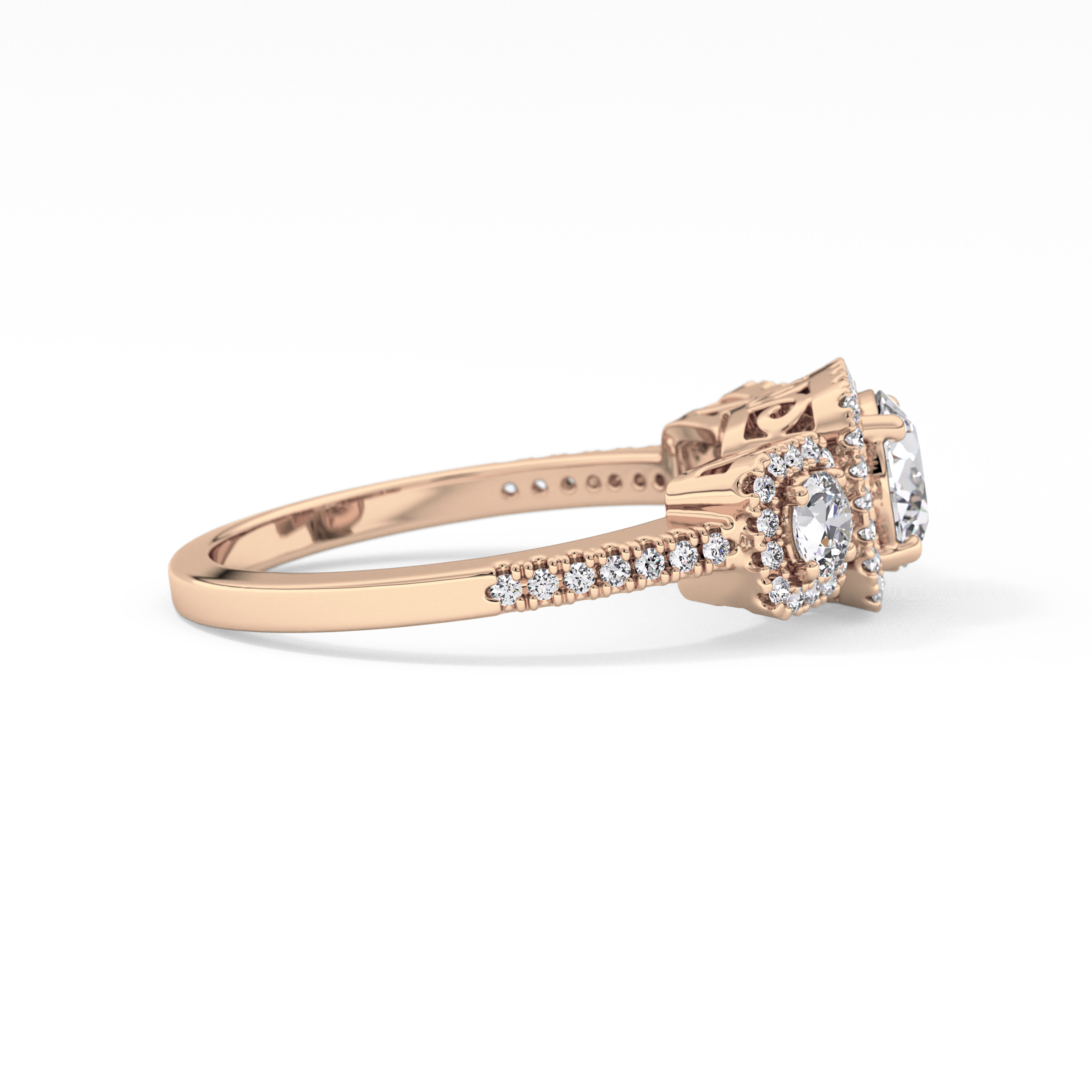 Round Cluster Lab Grown Diamond Engagement Ring