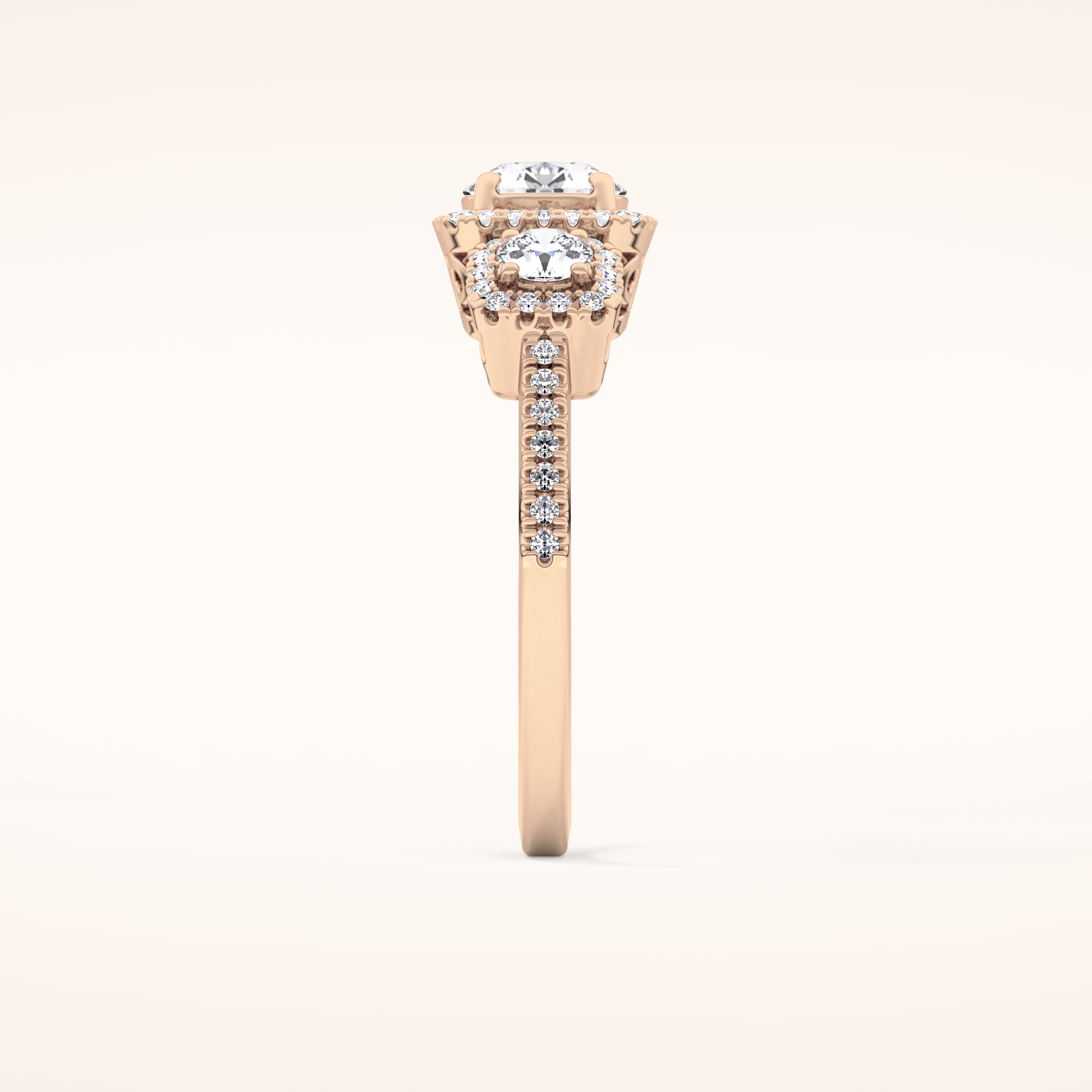 0.79 CT Round Shaped Cluster Moissanite Engagement Ring