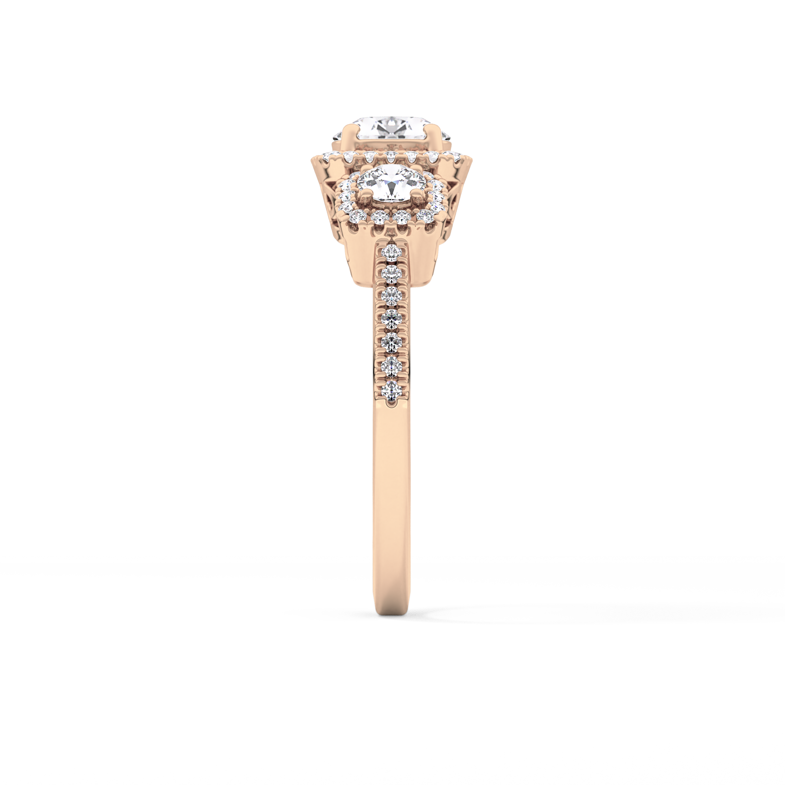 Round Cluster Lab Grown Diamond Engagement Ring