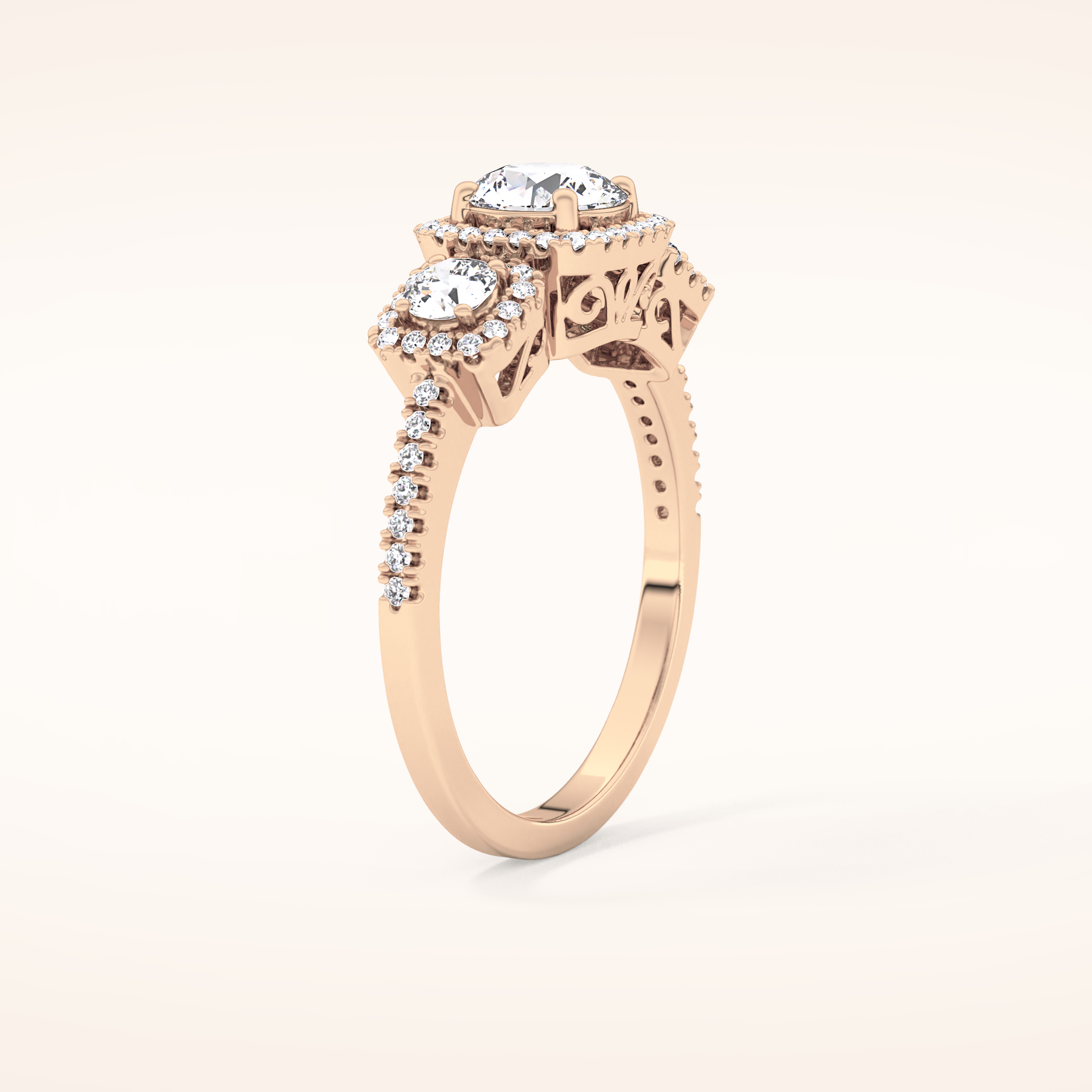 0.79 CT Round Shaped Cluster Moissanite Engagement Ring