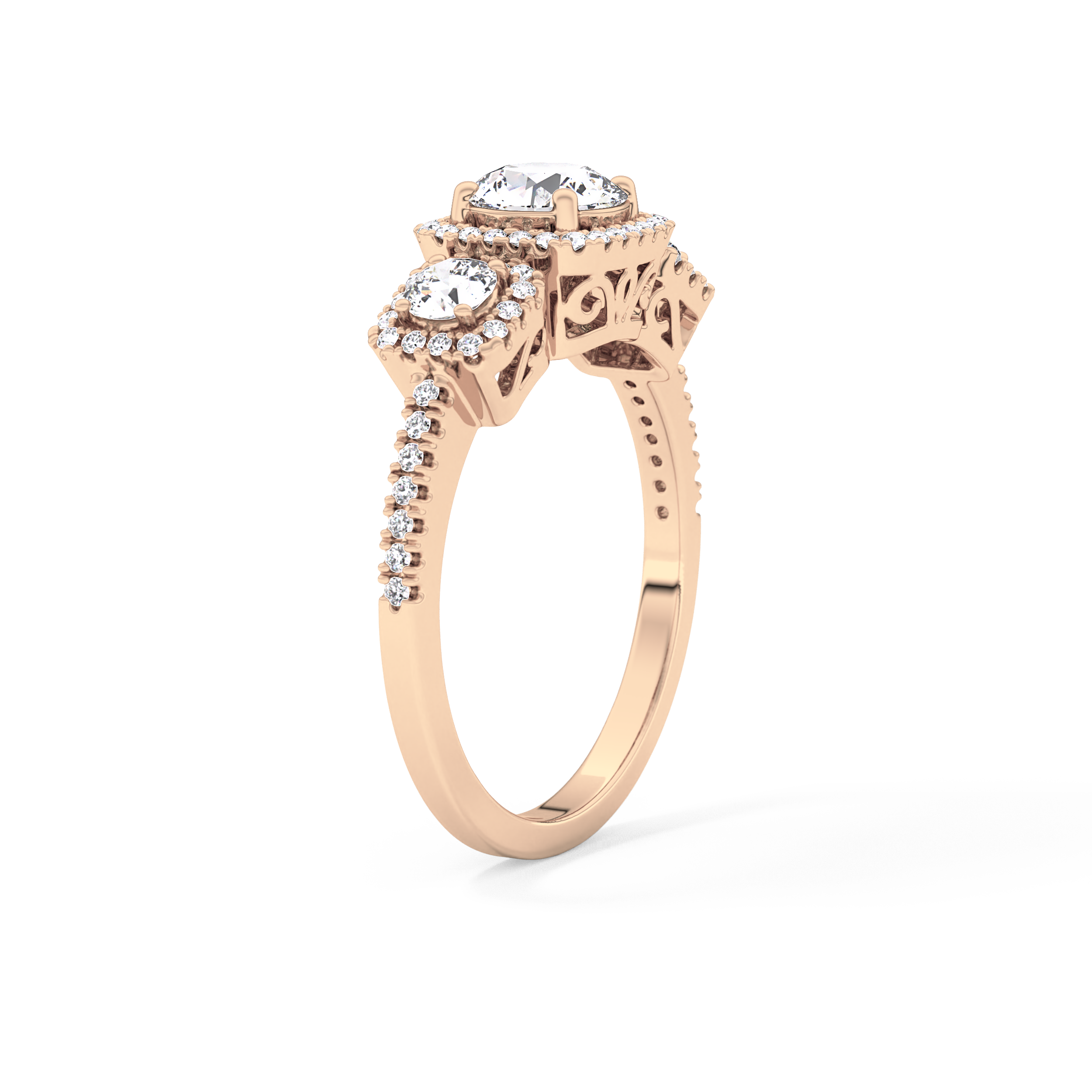 Round Cluster Lab Grown Diamond Engagement Ring