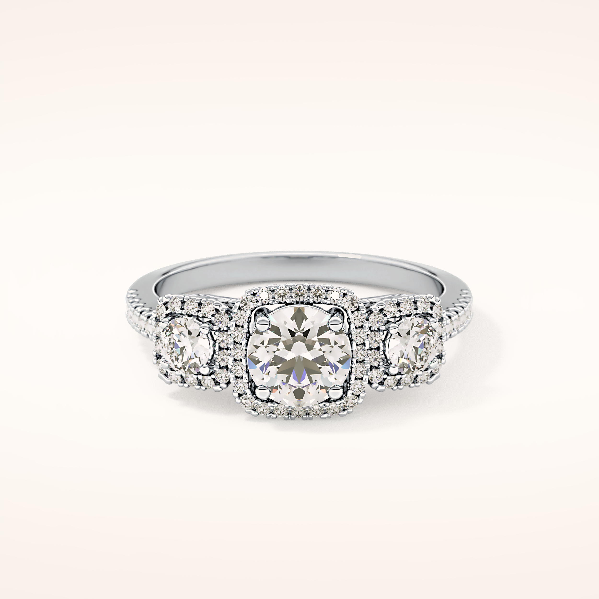0.79 CT Round Shaped Cluster Moissanite Engagement Ring